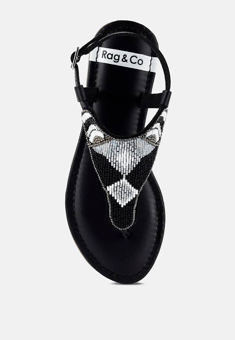 Chitra Pin Buckle Beaded Flat Sandals - Image 14