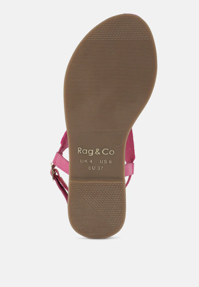Chitra Pin Buckle Beaded Flat Sandals - Image 5