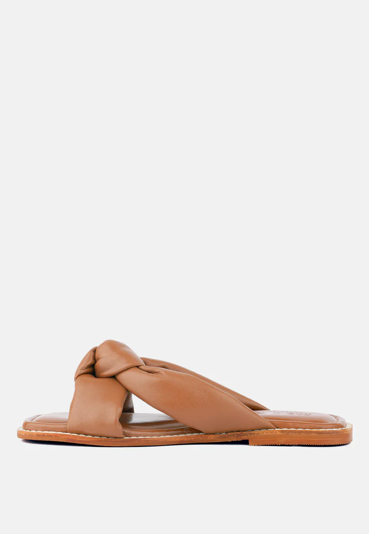 CHUBS Tan Puffy Strap Sliders Flat - Image 4
