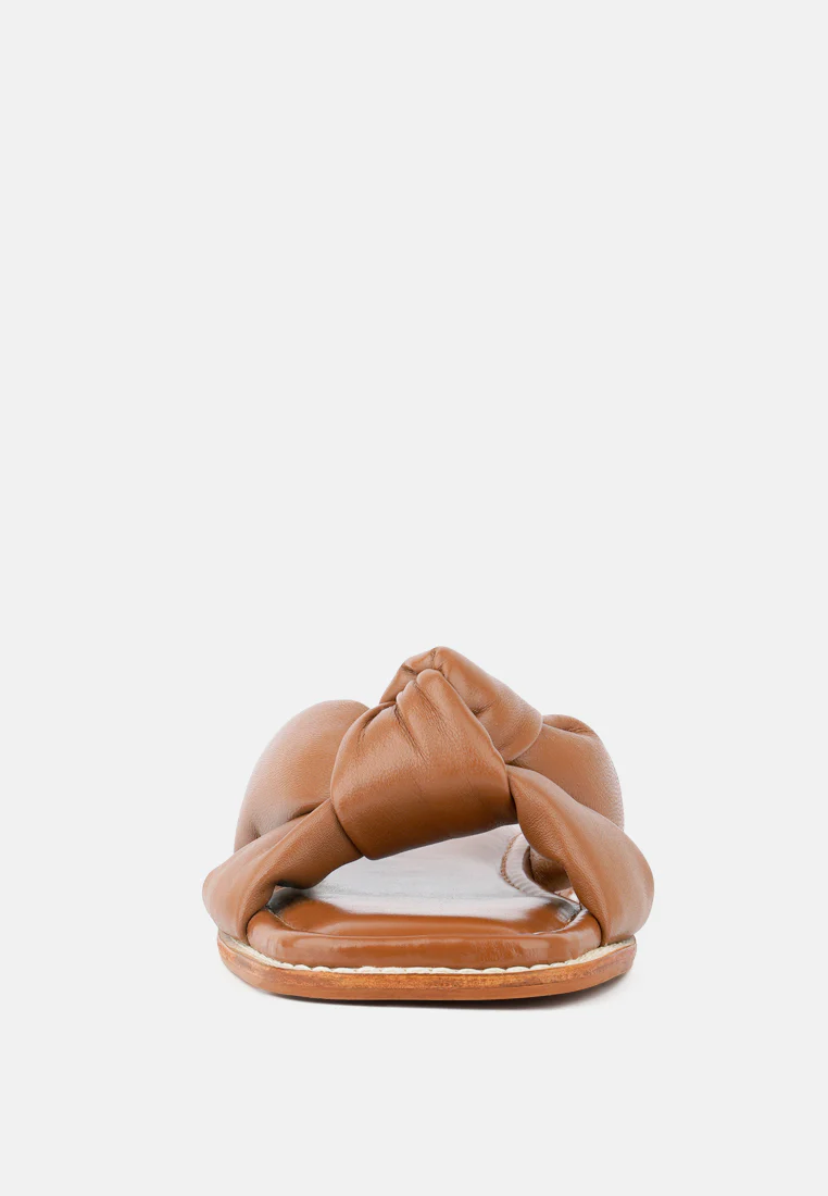 CHUBS Tan Puffy Strap Sliders Flat - Image 5