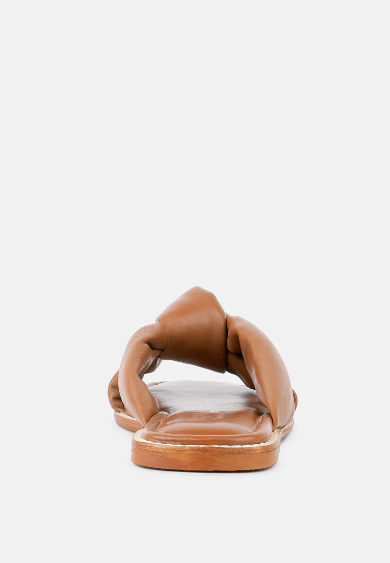 CHUBS Tan Puffy Strap Sliders Flat - Image 6