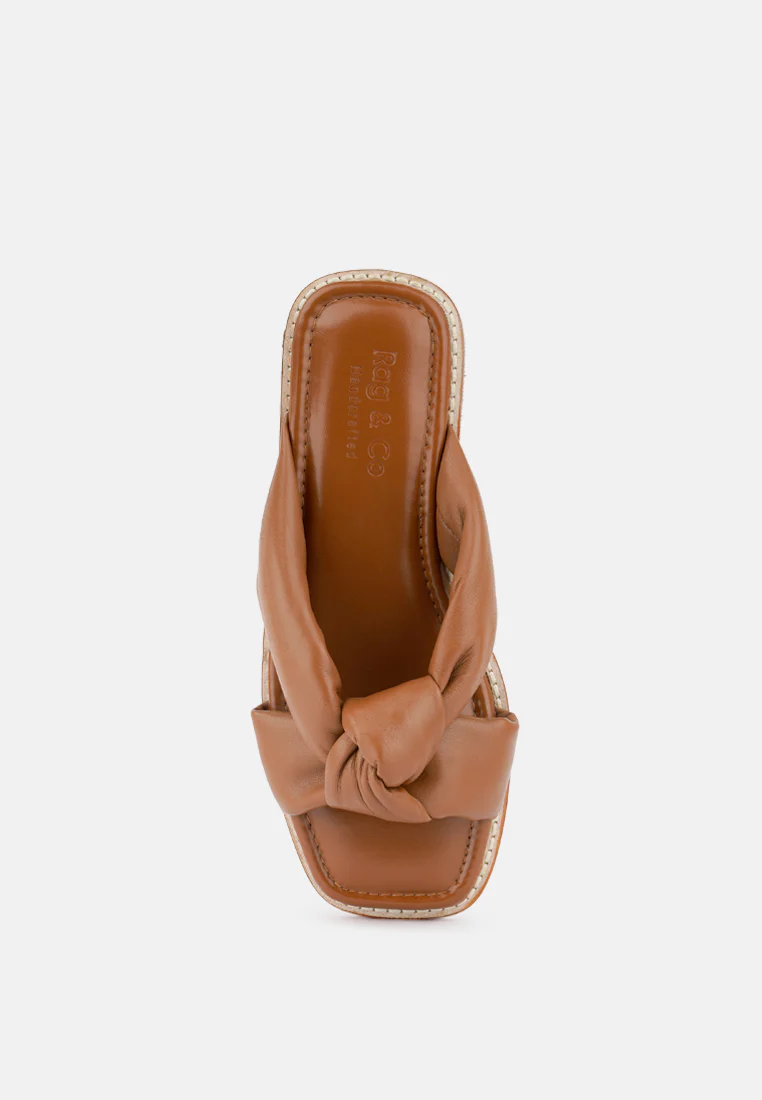 CHUBS Tan Puffy Strap Sliders Flat - Image 7