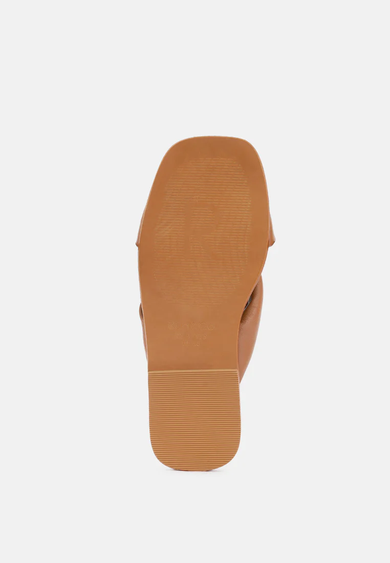 CHUBS Tan Puffy Strap Sliders Flat - Image 8