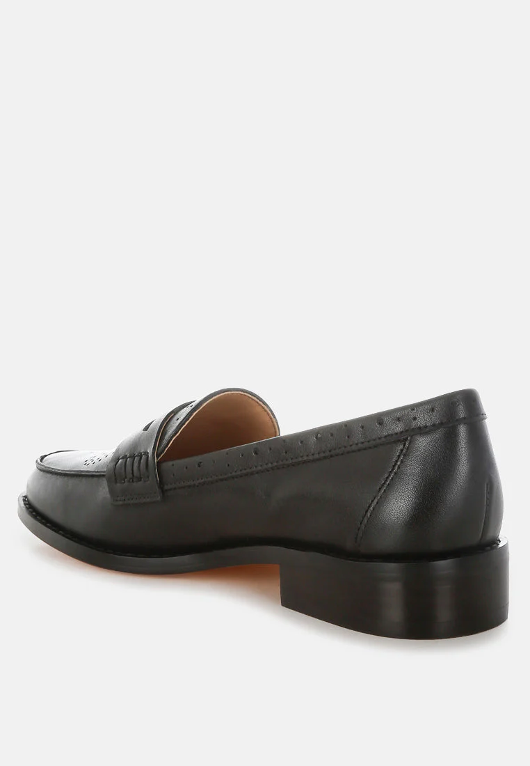 Clotilda Perforated Low Heel Loafers - Image 10