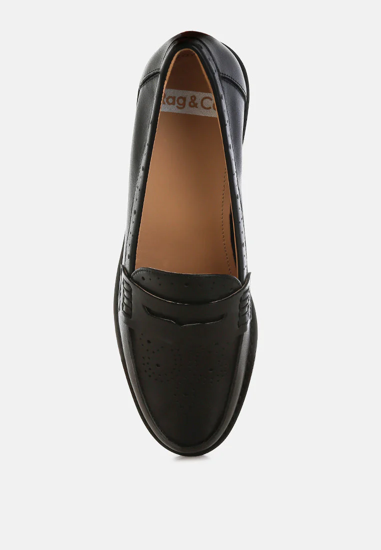 Clotilda Perforated Low Heel Loafers - Image 11