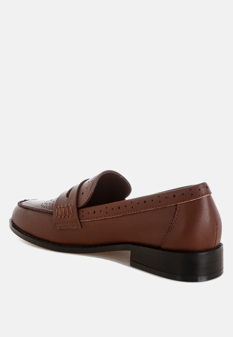 Clotilda Perforated Low Heel Loafers - Image 16