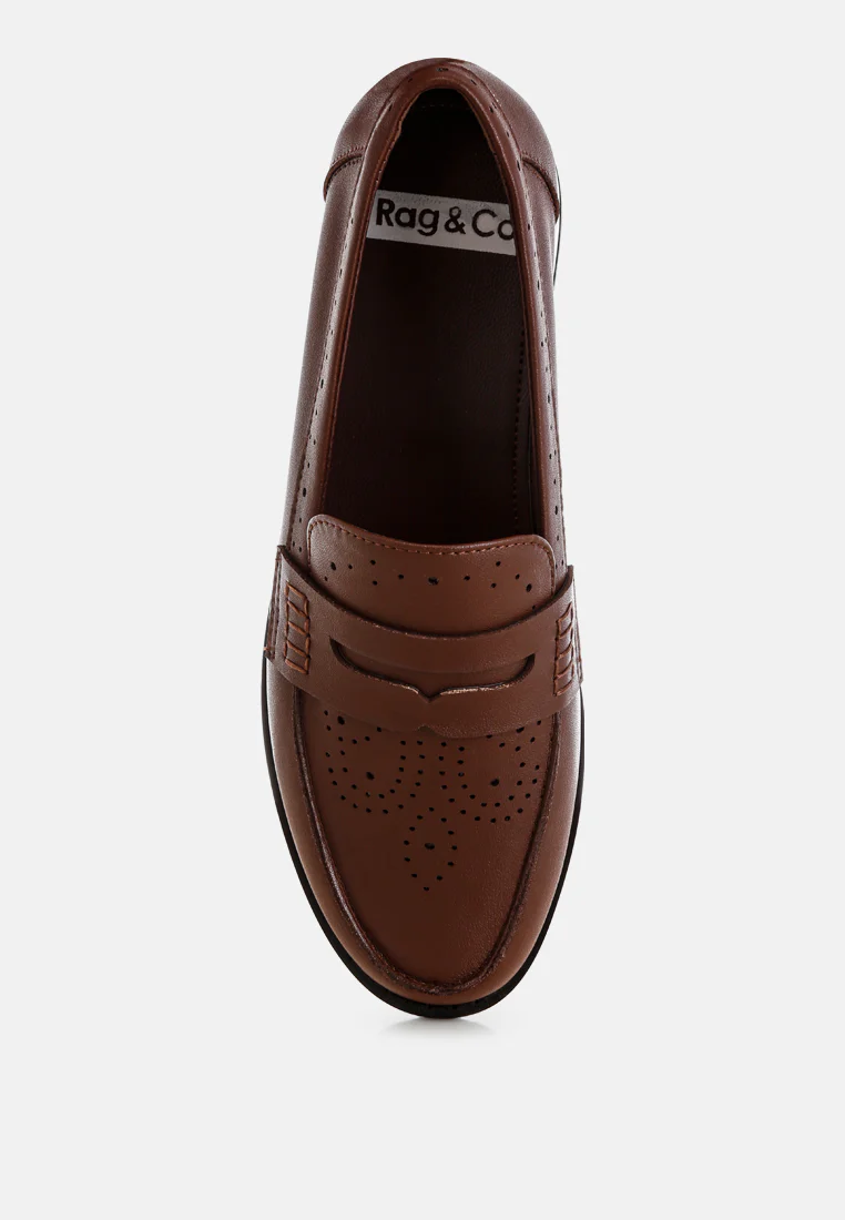 Clotilda Perforated Low Heel Loafers - Image 17