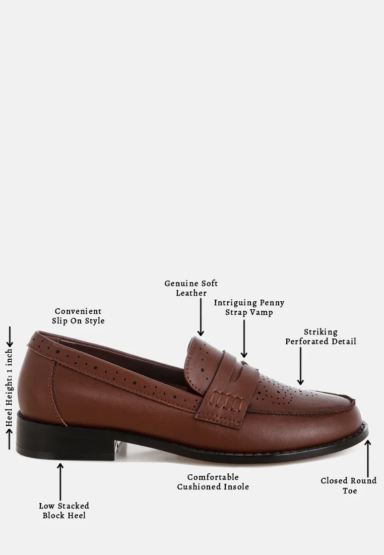 Clotilda Perforated Low Heel Loafers - Image 19
