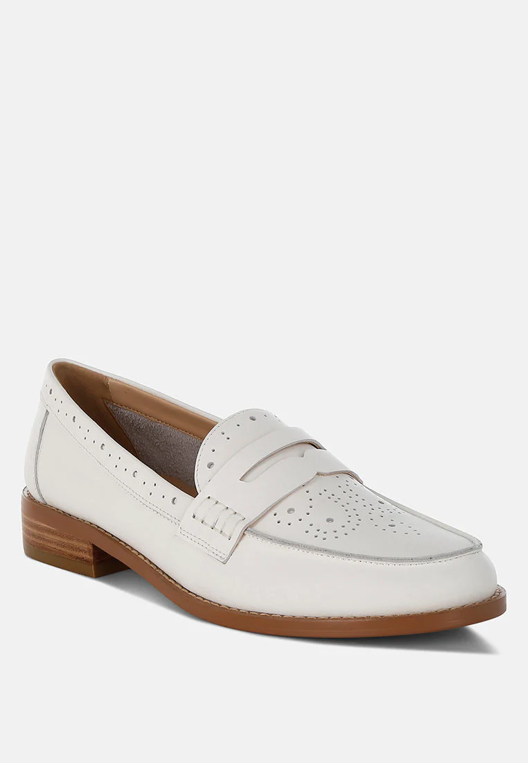 Clotilda Perforated Low Heel Loafers - Image 3