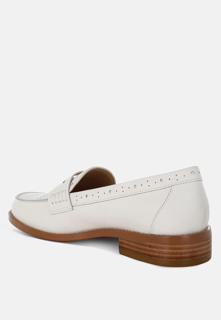Clotilda Perforated Low Heel Loafers - Image 4