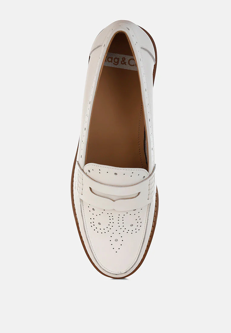 Clotilda Perforated Low Heel Loafers - Image 5