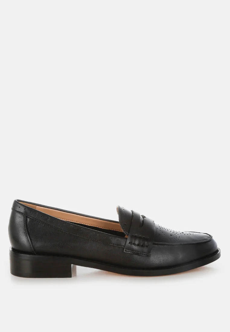 Clotilda Perforated Low Heel Loafers - Image 7