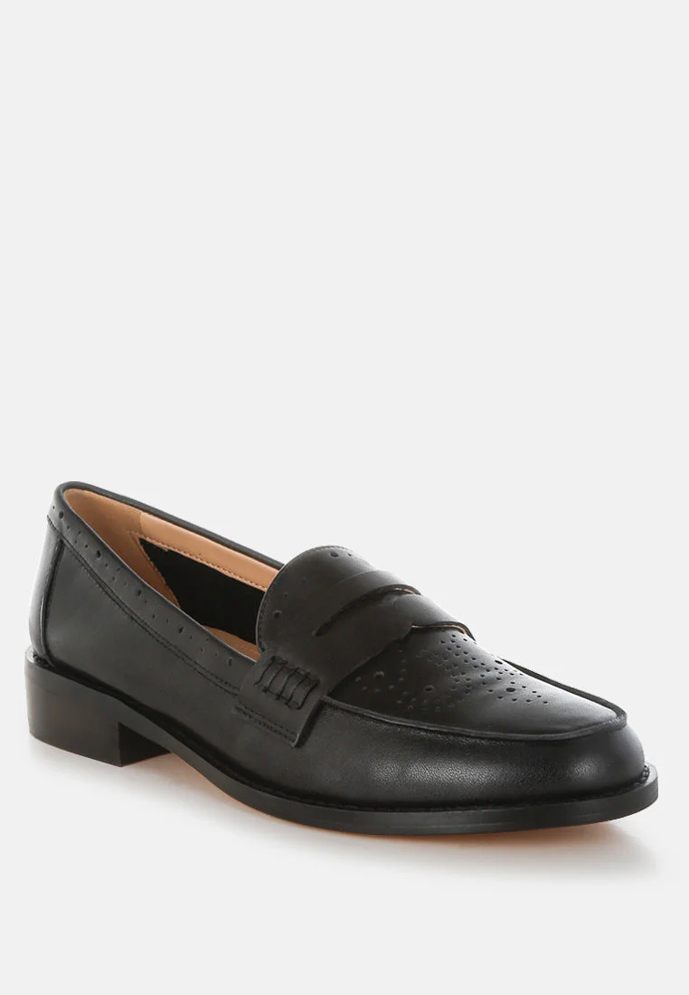 Clotilda Perforated Low Heel Loafers - Image 9