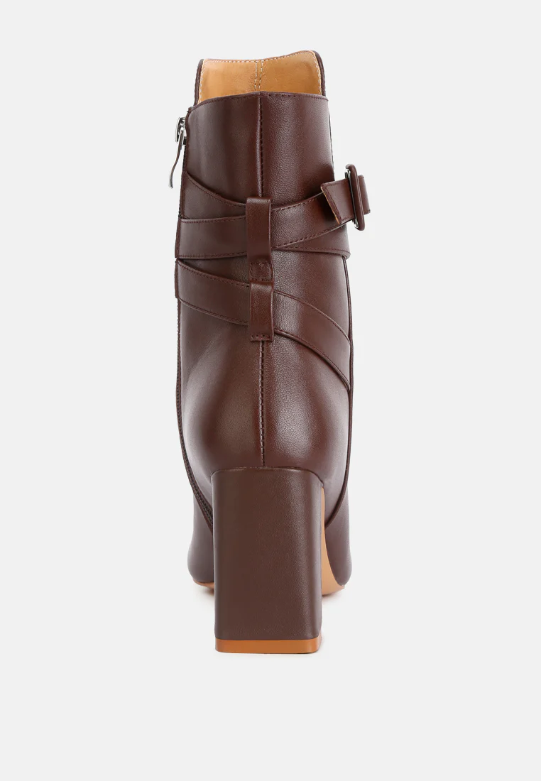 Cobra Buckle Strap Embellished Boots In Brown - Image 5