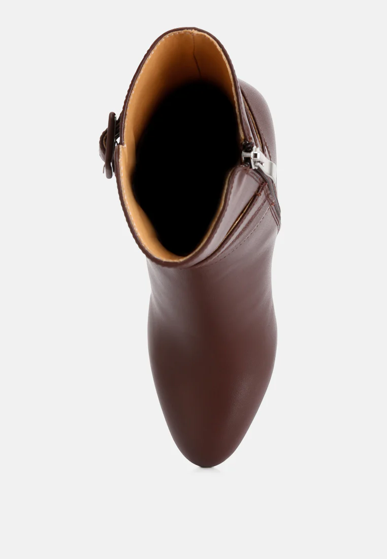 Cobra Buckle Strap Embellished Boots In Brown - Image 6