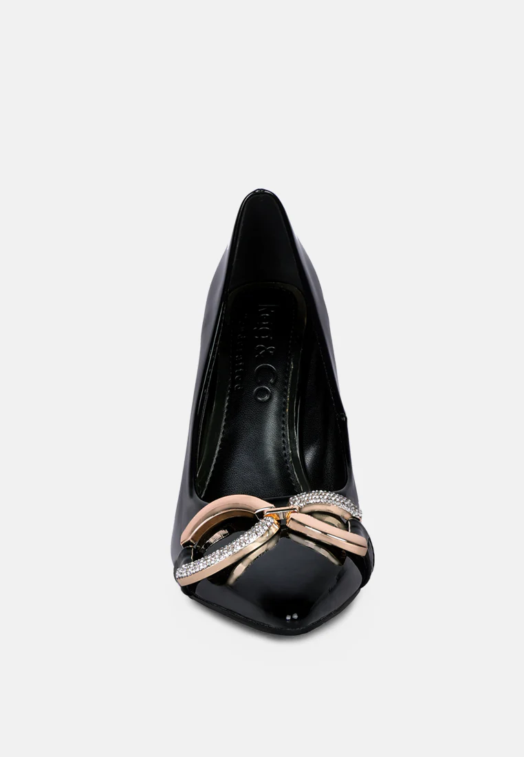 COCKTAIL Buckle Embellished Stiletto Pump Shoes in Black - Image 5