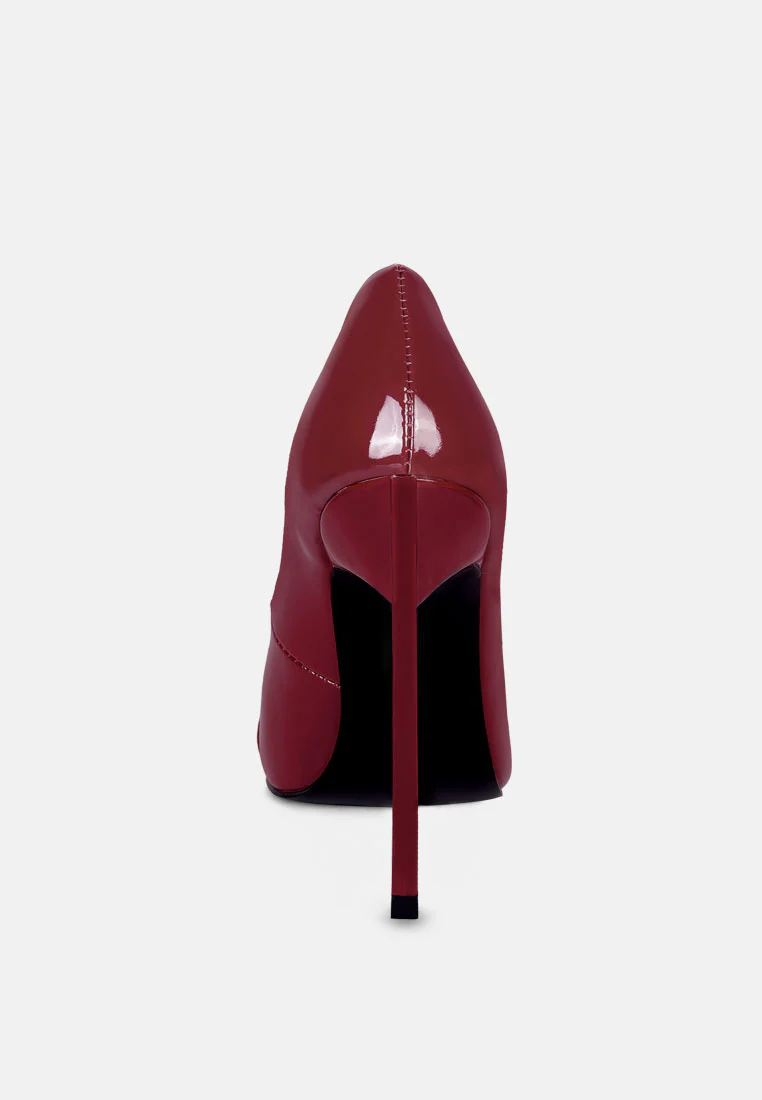 COCKTAIL Buckle Embellished Stiletto Pump Shoes in Burgundy - Image 5