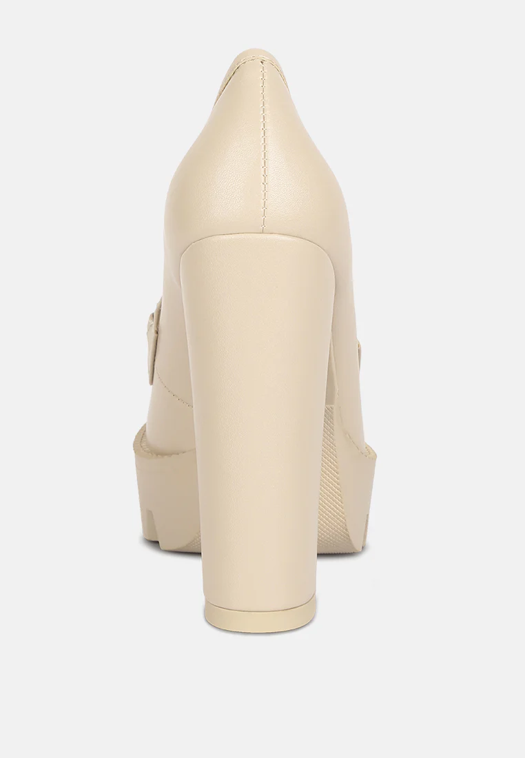 CORINNE Beige Chain Embellished Chunky Loafers - Image 6