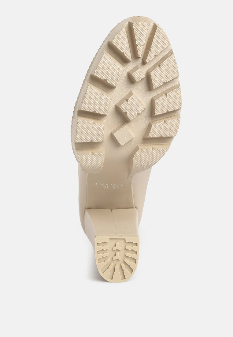 CORINNE Beige Chain Embellished Chunky Loafers - Image 7