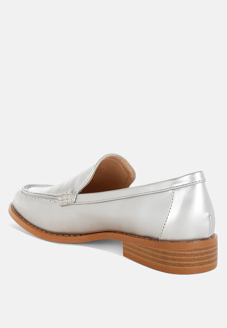 Corleone Pleather Stacked Heel Loafers - Image 3