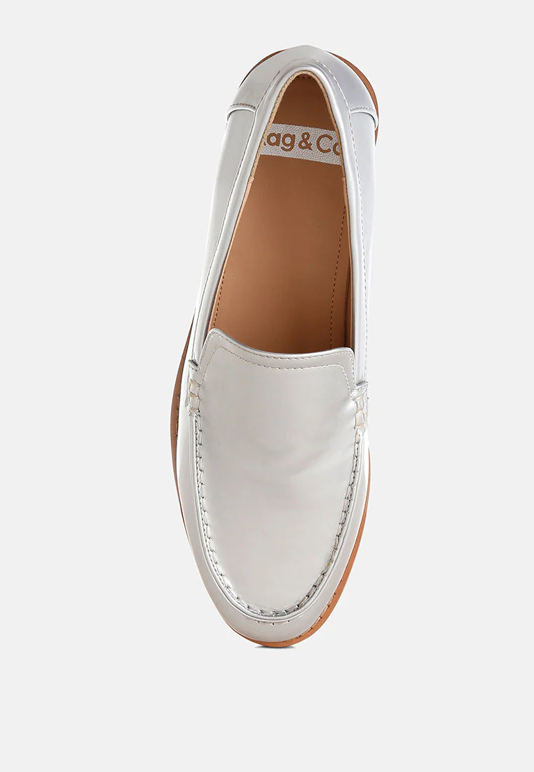 Corleone Pleather Stacked Heel Loafers - Image 4