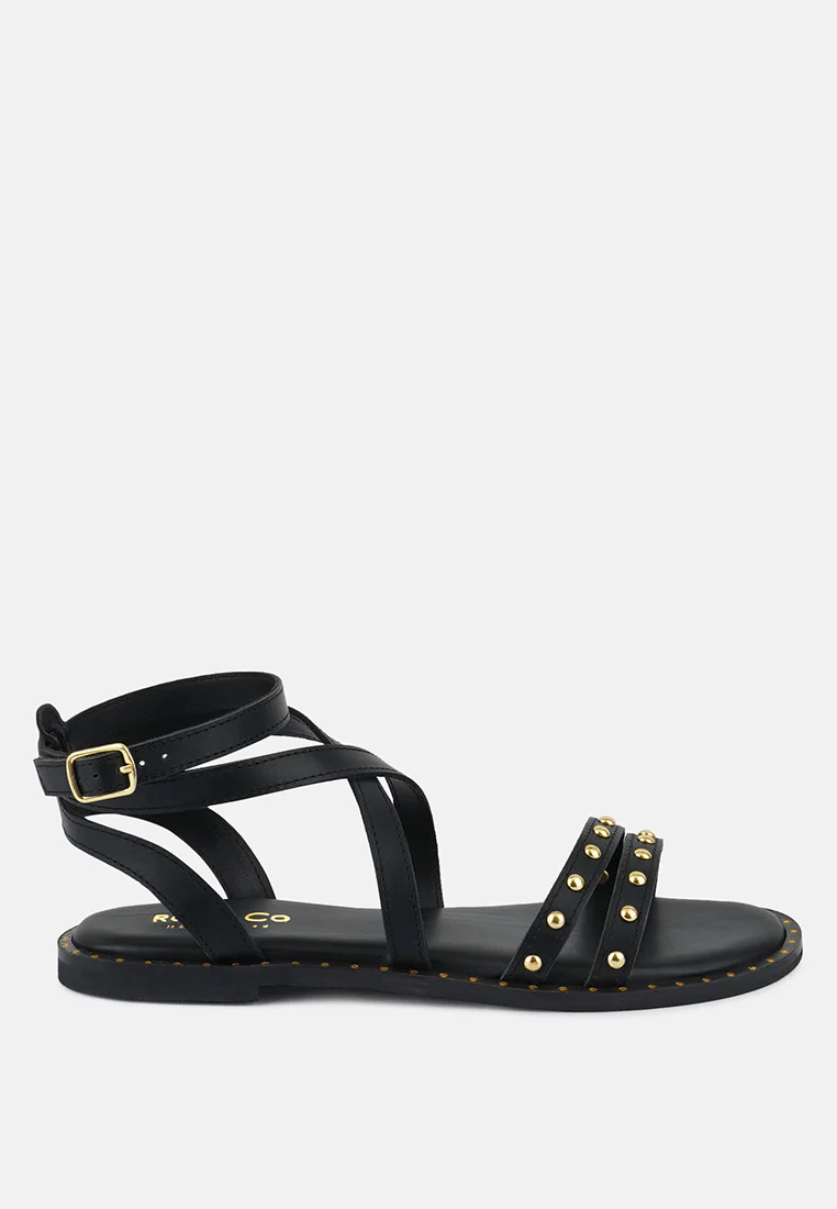 CORRIANE Studs Embellishment Black Strappy Sandals - Image 2
