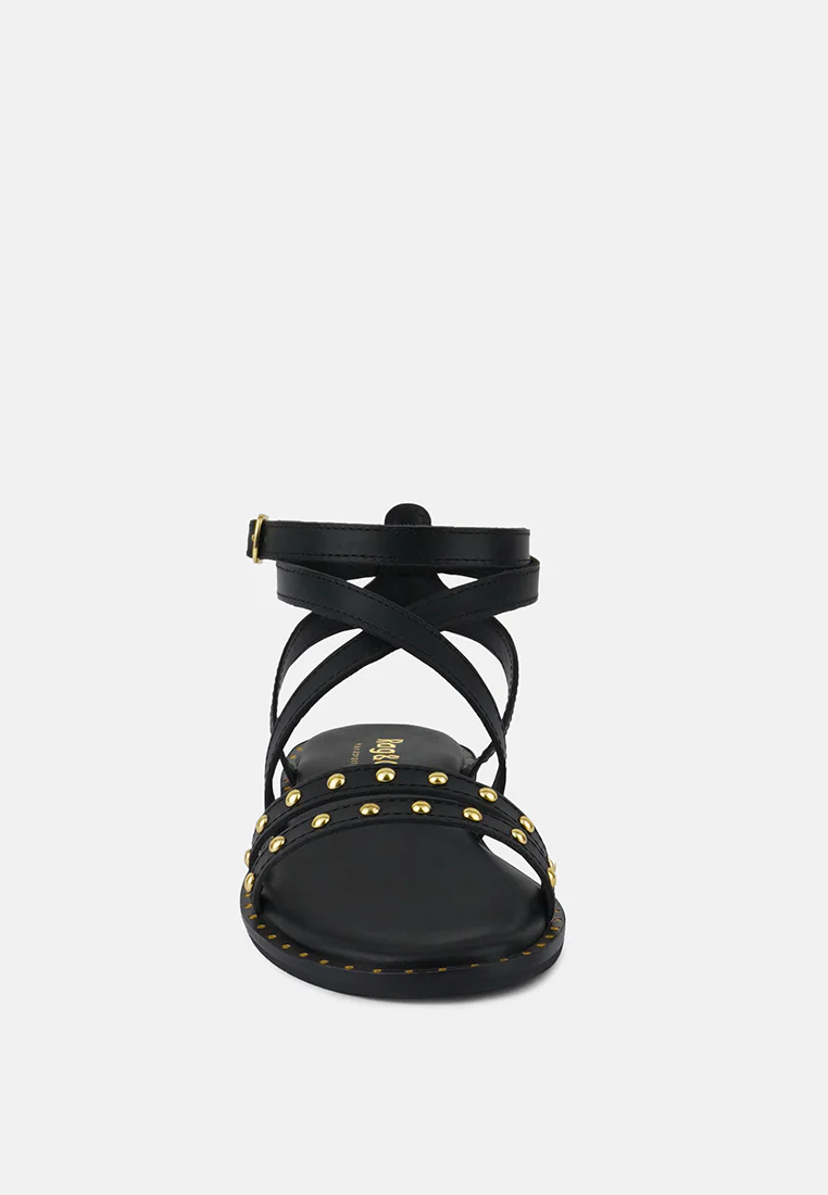 CORRIANE Studs Embellishment Black Strappy Sandals - Image 3