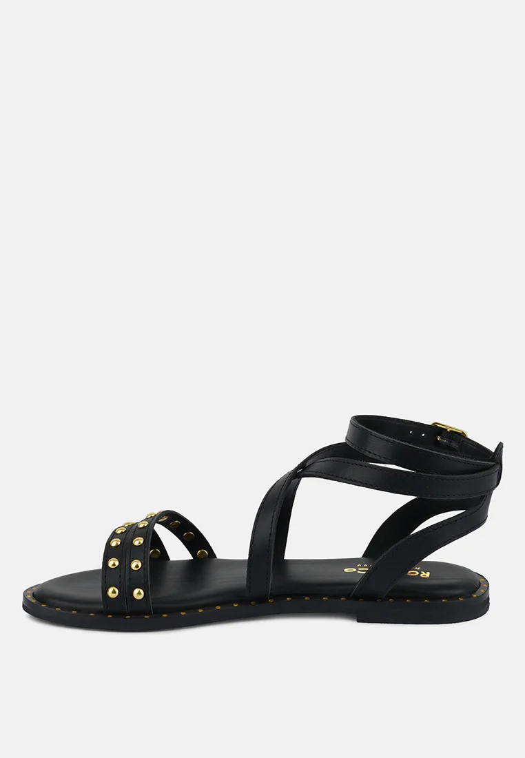 CORRIANE Studs Embellishment Black Strappy Sandals - Image 4
