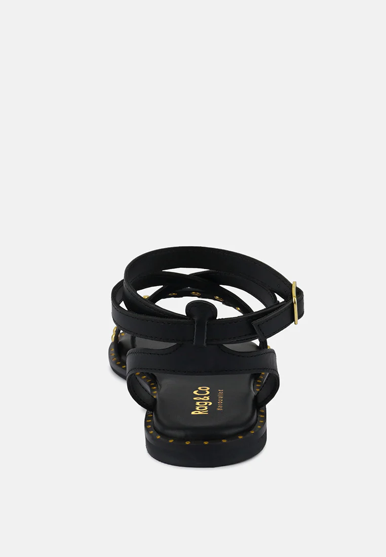 CORRIANE Studs Embellishment Black Strappy Sandals - Image 5