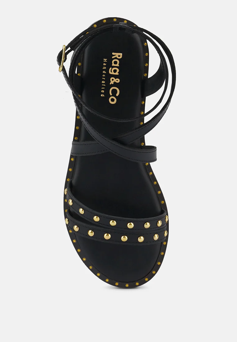 CORRIANE Studs Embellishment Black Strappy Sandals - Image 6