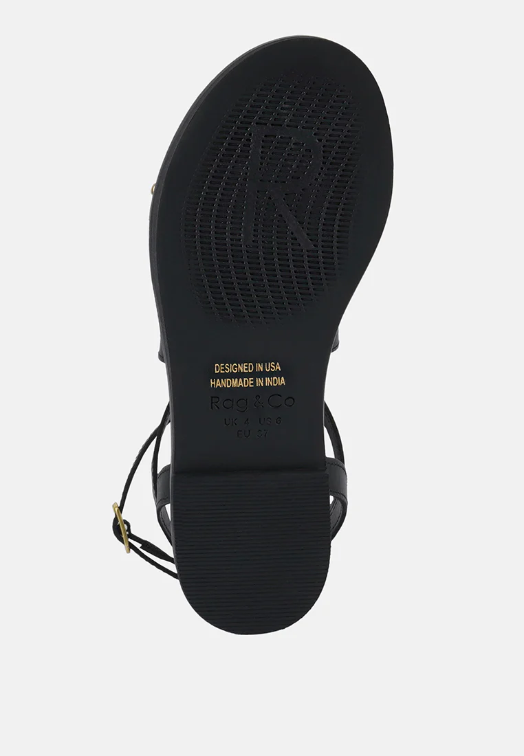 CORRIANE Studs Embellishment Black Strappy Sandals - Image 7