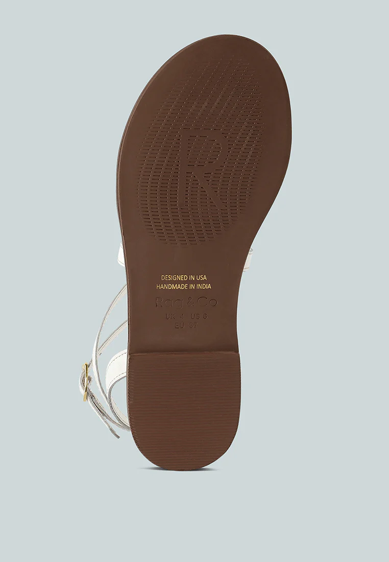 CORRIANE Studs Embellishment Off White Strappy Sandals - Image 7