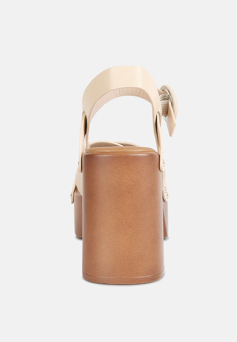 CRISTINA Cross Strap Embellished Heels in Beige - Image 5