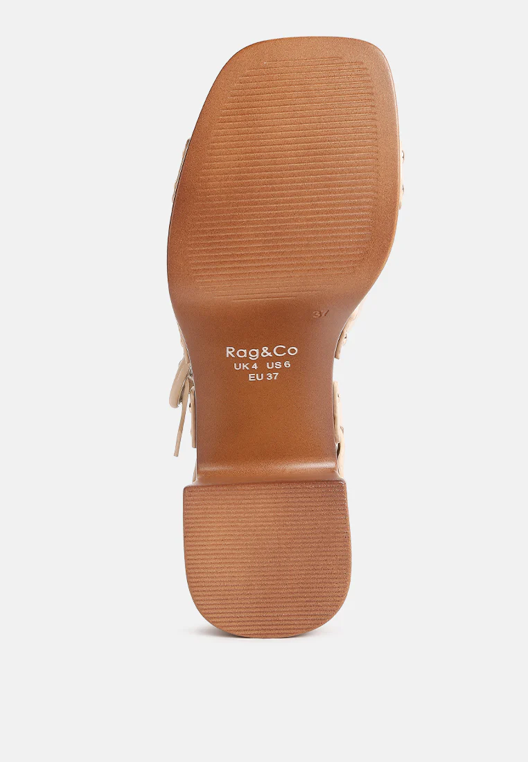 CRISTINA Cross Strap Embellished Heels in Beige - Image 7