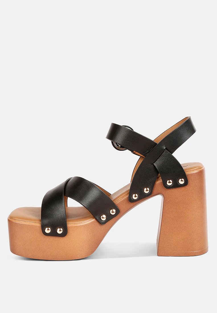 CRISTINA Cross Strap Embellished Heels in Black - Image 4