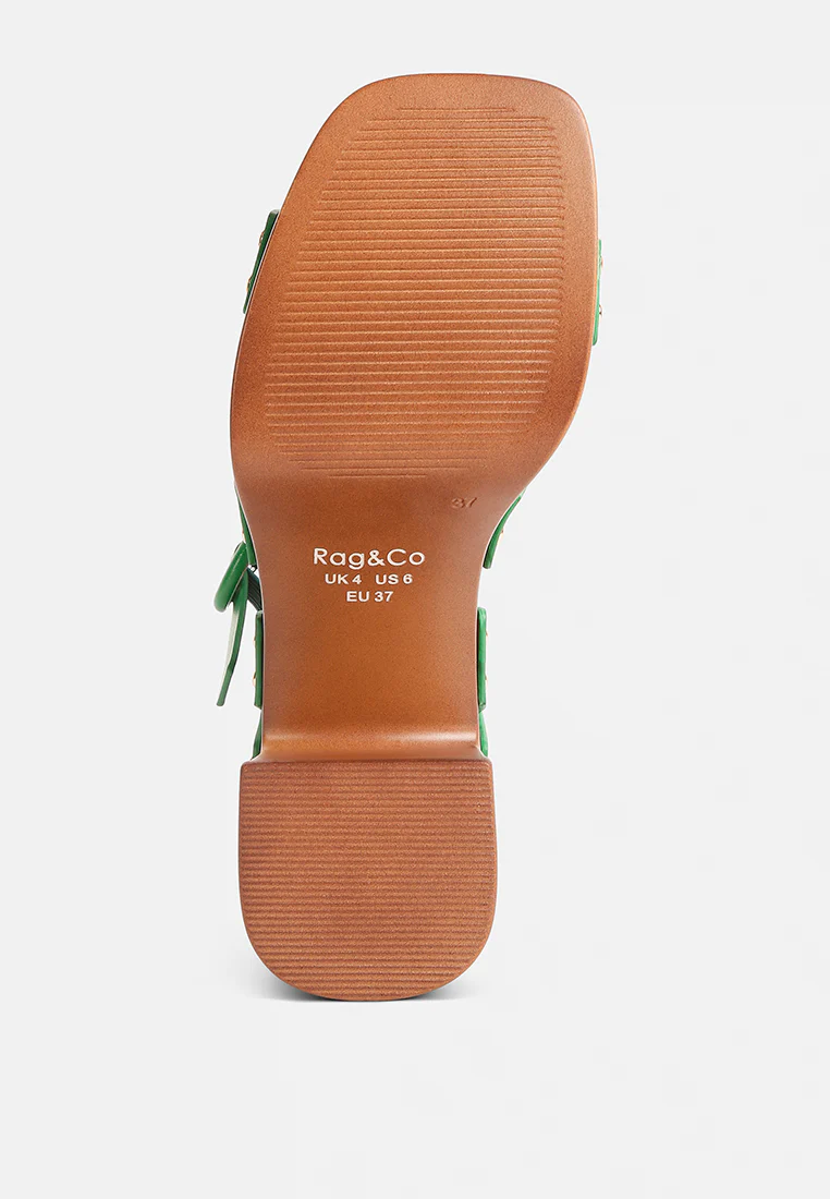 CRISTINA Cross Strap Embellished Heels in Green - Image 8
