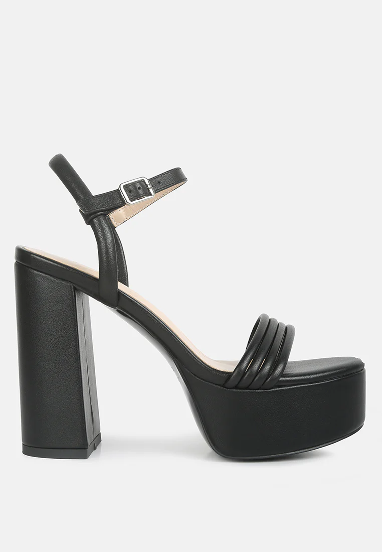 Cruella Black Block Heel Platform Sandals - Image 2