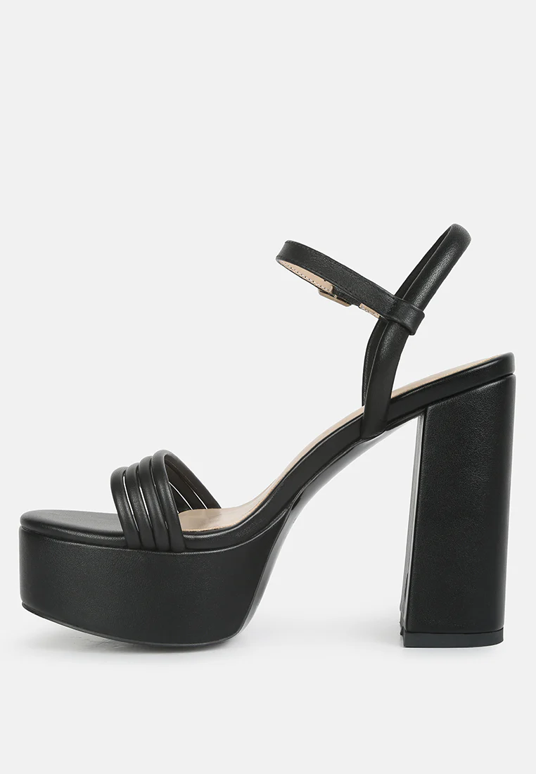 Cruella Black Block Heel Platform Sandals - Image 4
