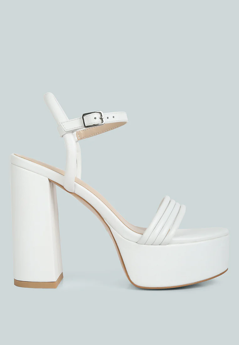 Cruella White Block Heel Platform Sandals - Image 2