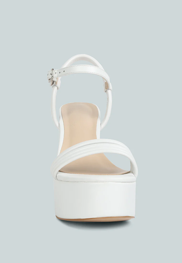 Cruella White Block Heel Platform Sandals - Image 3