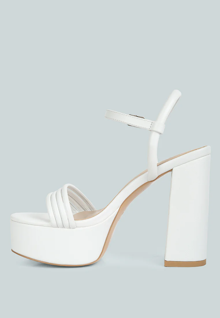 Cruella White Block Heel Platform Sandals - Image 4