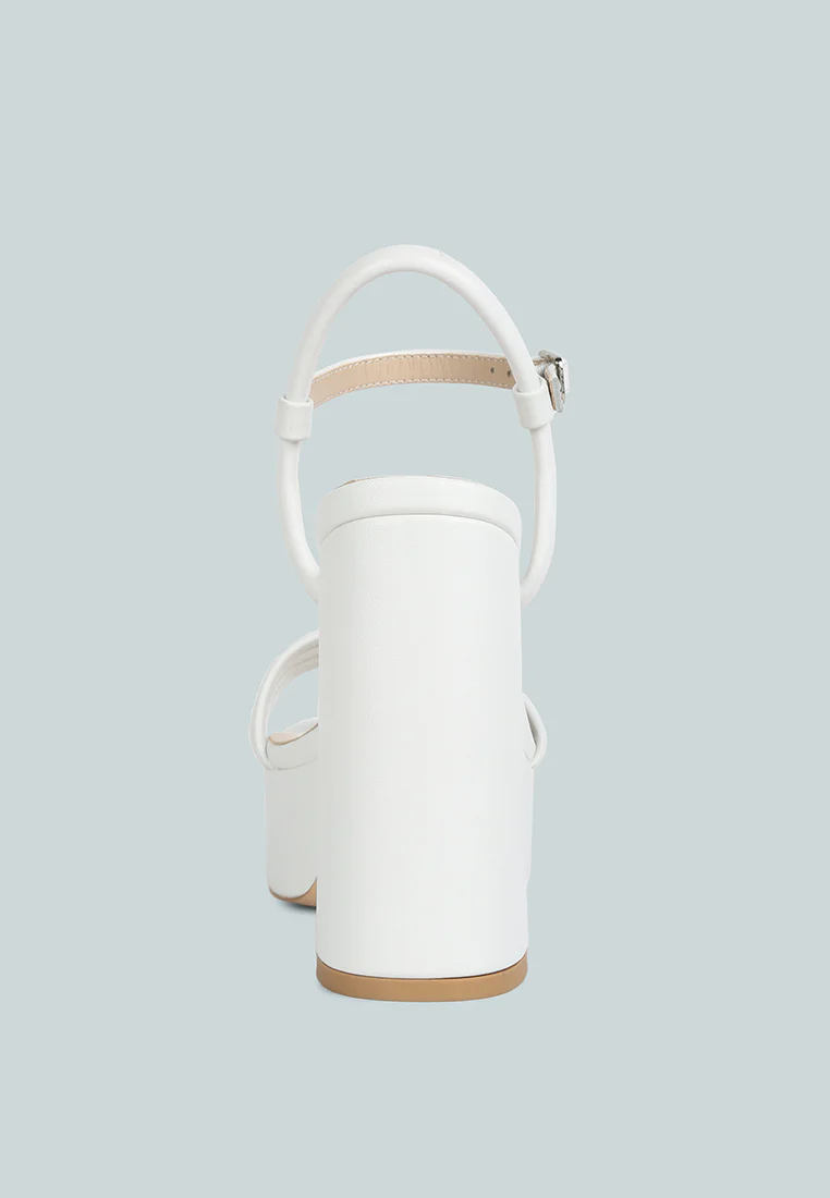 Cruella White Block Heel Platform Sandals - Image 5