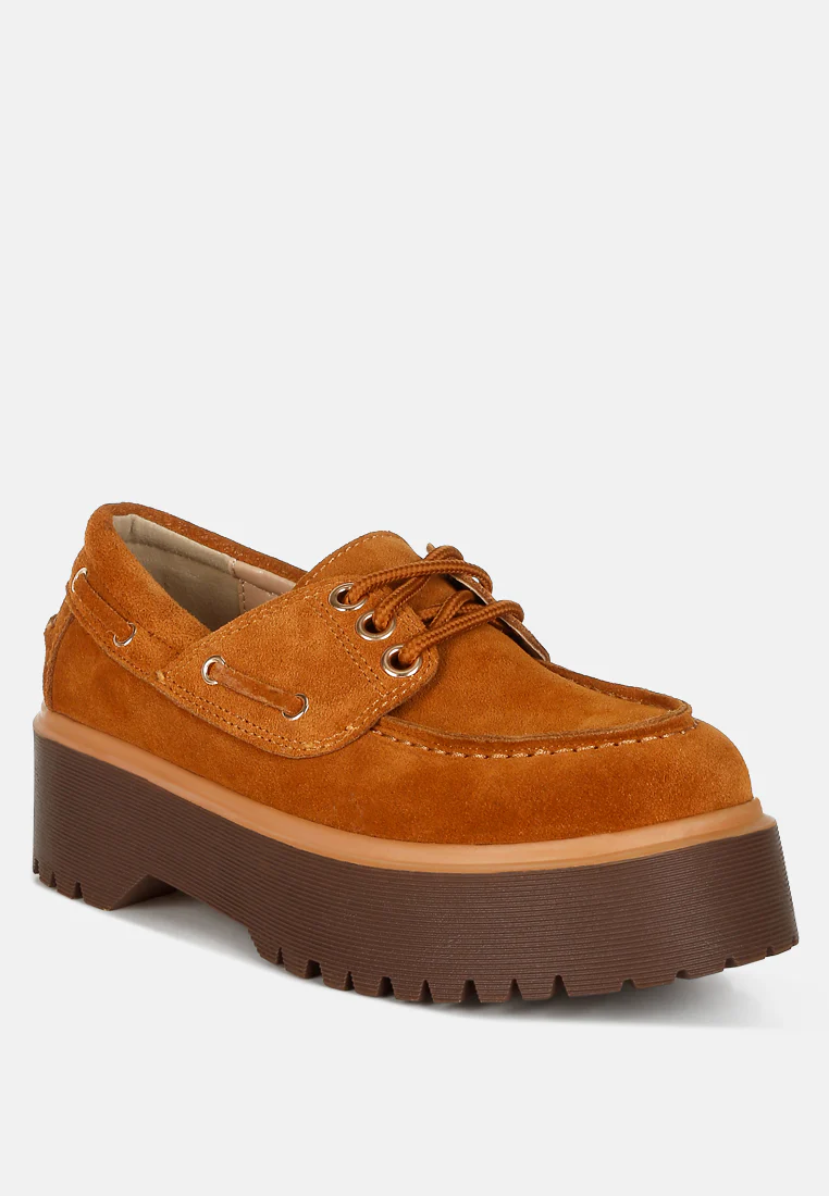Cuckatoos Chunky Real Suede Leather Oxford Loafers - Image 2