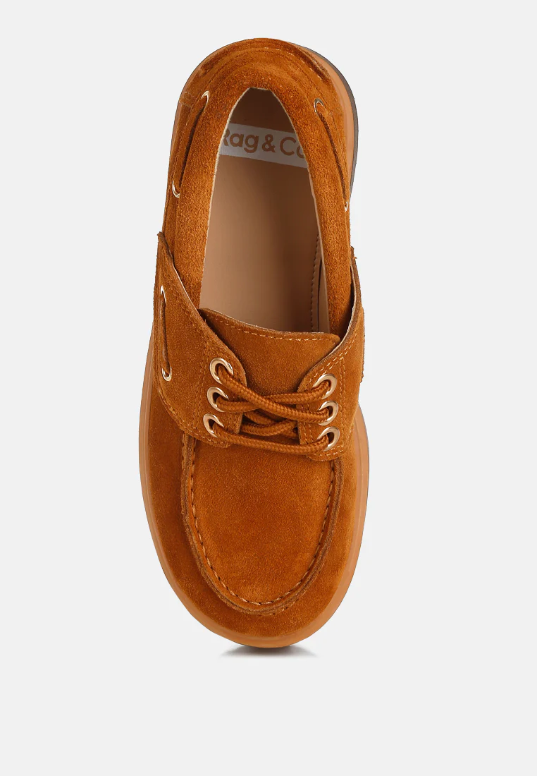 Cuckatoos Chunky Real Suede Leather Oxford Loafers - Image 4