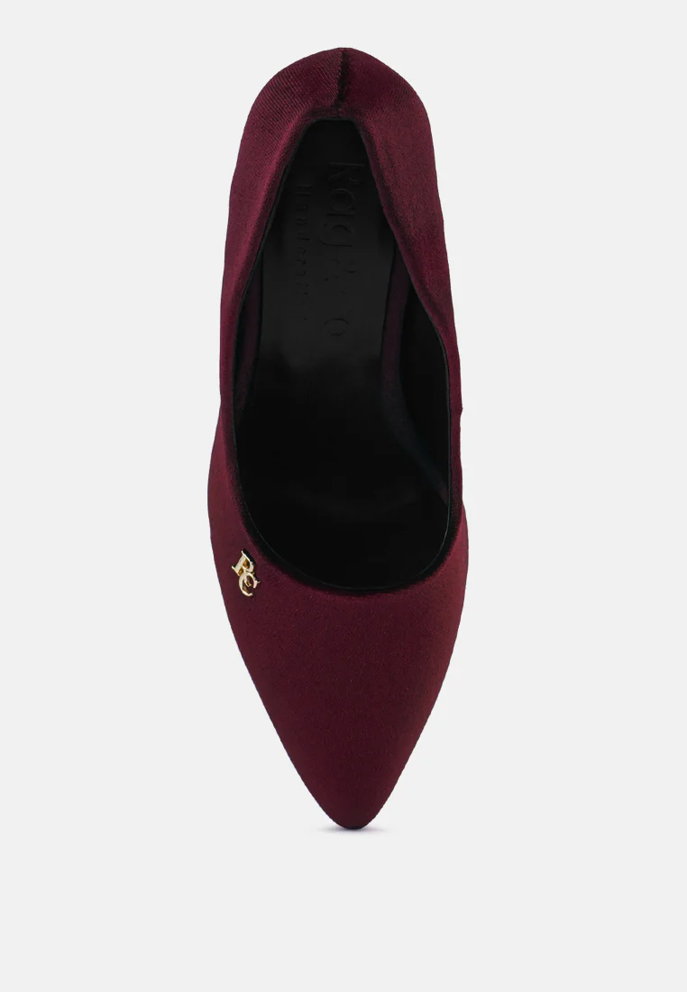 CYBER-GIRL Burgundy Rhinestone Block Heeled Pumps - Image 6