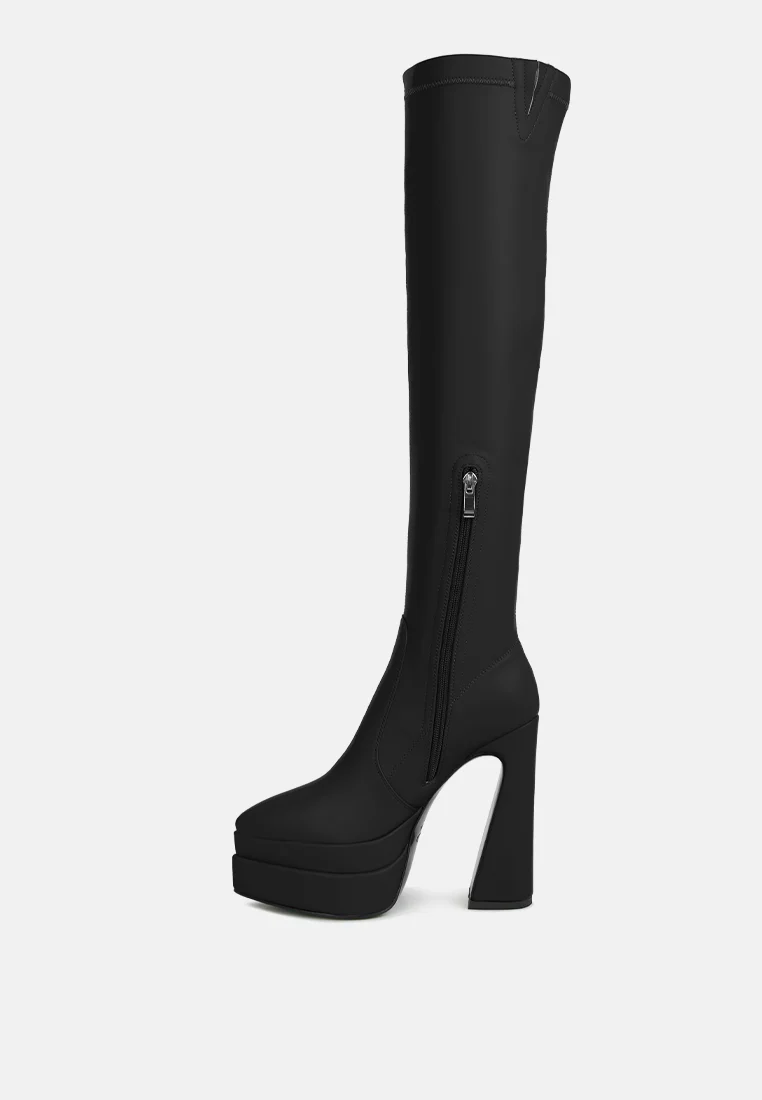 CYBER-PUNK High Platform Long Boots in Black - Image 4