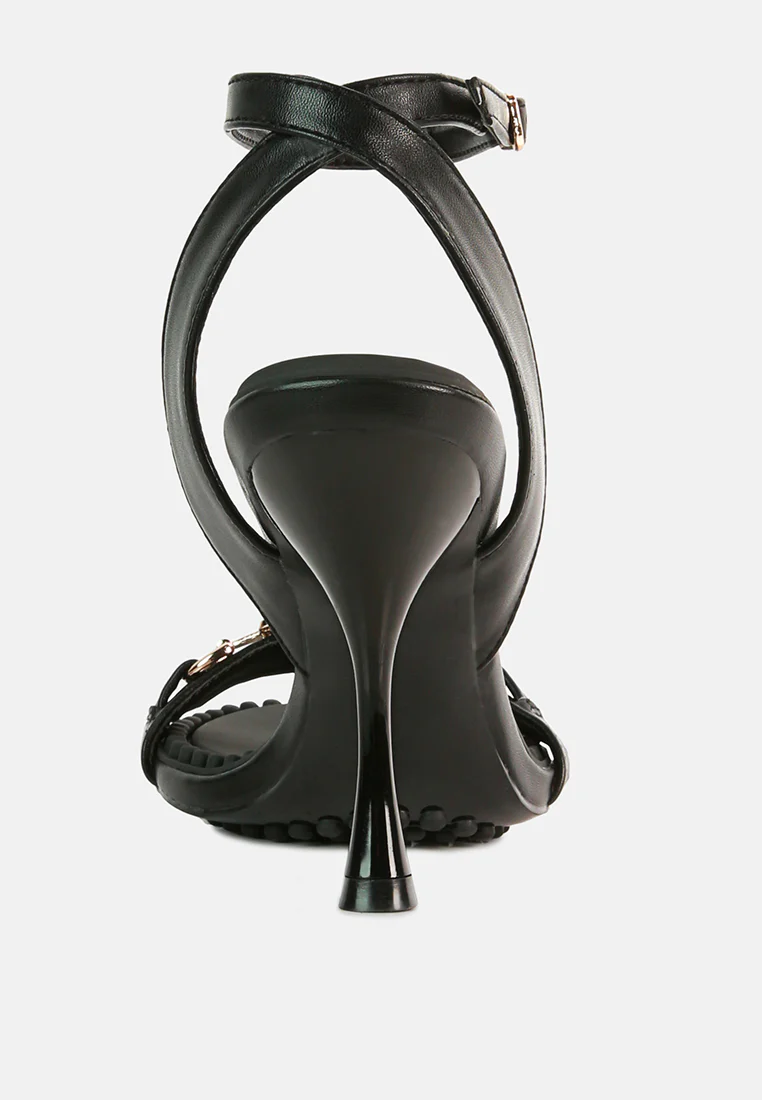 DAENERYS Black Horsebit Embellished Sandals - Image 5