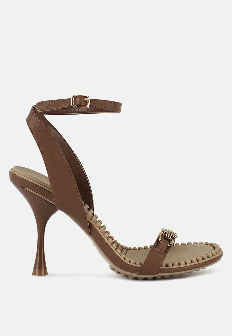 DAENERYS Mocca Horsebit Embellished Sandals - Image 2