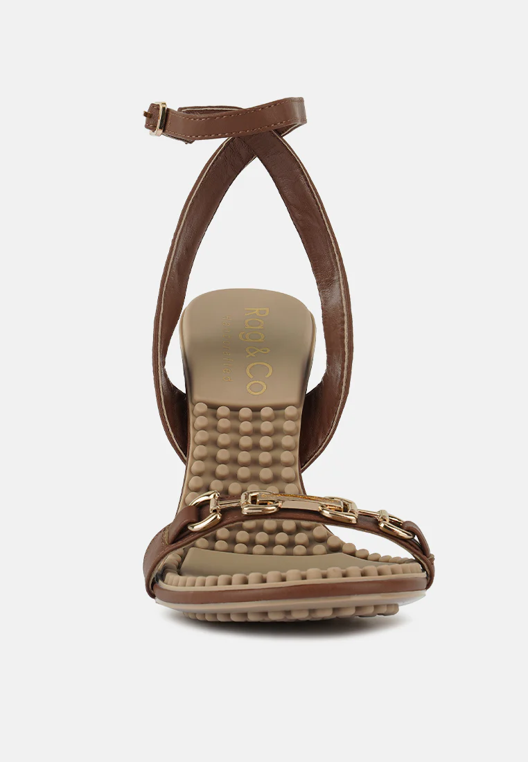 DAENERYS Mocca Horsebit Embellished Sandals - Image 3