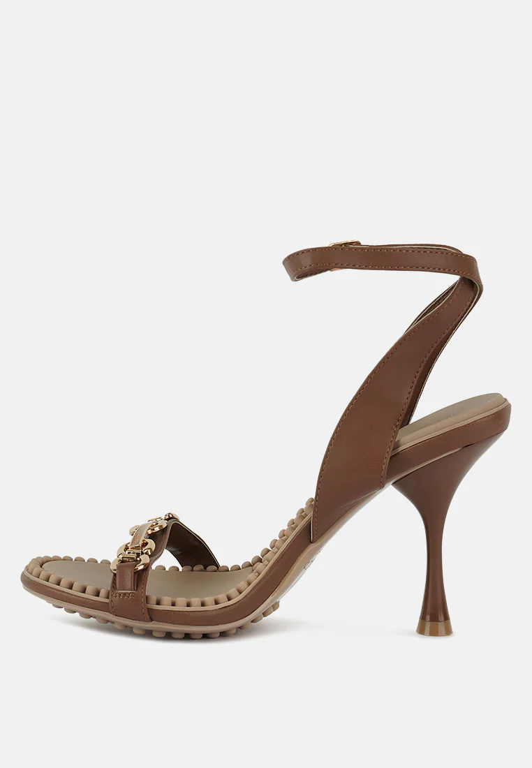DAENERYS Mocca Horsebit Embellished Sandals - Image 4